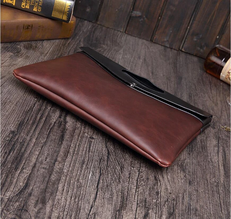 
Dreamtop DTD054 envelope design men purse PU vintage leather clutch for business files 