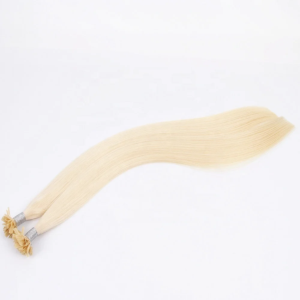 Russian Prebonded Cuticle Aligned Human Hair Virgin Blonde Flat Tip 100 Human Keratin Tip Remy Hair Extensions