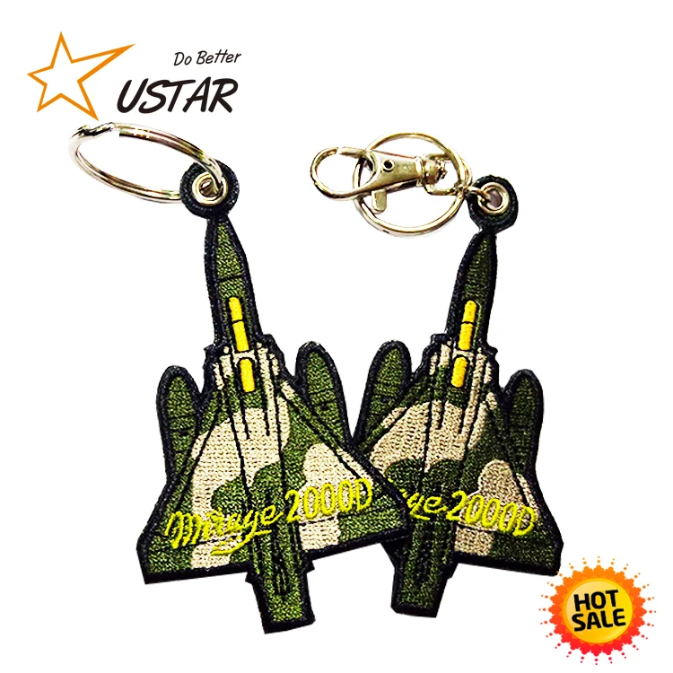 Фабрики Китая дешевые пользовательские пилот вышивка логотипа ткань брелок, авиация сувенирные