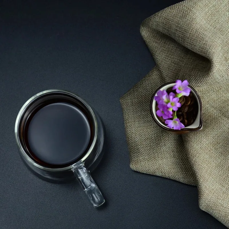 200ml clear glass heat insulation double walled drip bag coffee cup