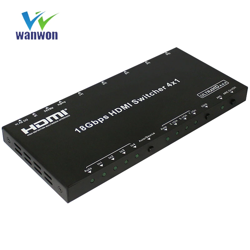 4K2K @ 60 Гц 4:4:4, 18 Гбит/с, HDCP 2,2 HDMI 4x1 переключатель с аудио экстрактором