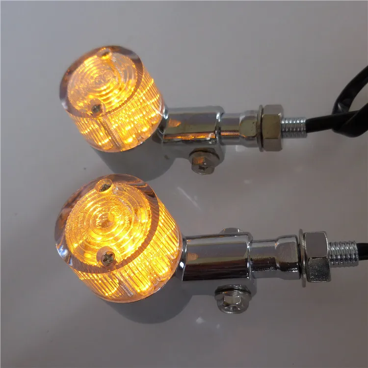 Aluminum Vintage Classic Motorcycle Amber Turn Signals LED Indicators Blinkers Lights CAFE RACER