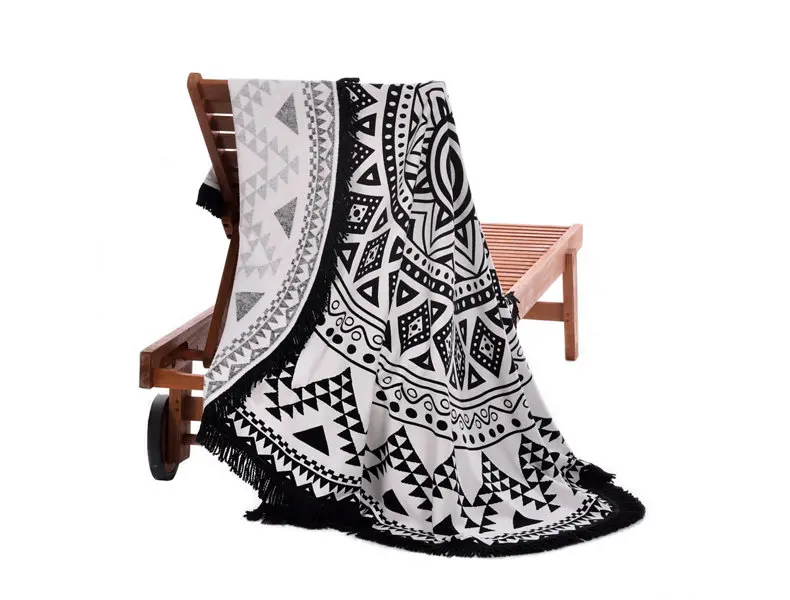 Manufacturers Wholesale Cotton Yarn Dyed Print Turkish Round Beach Towel