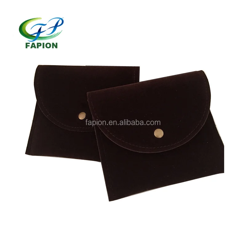 custom logo black velvet envelope jewelry pouch