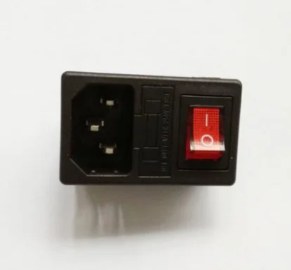 IEC320 C14 Red Rocker Switch 3 Pin Plug Power Socket AC250V 10A