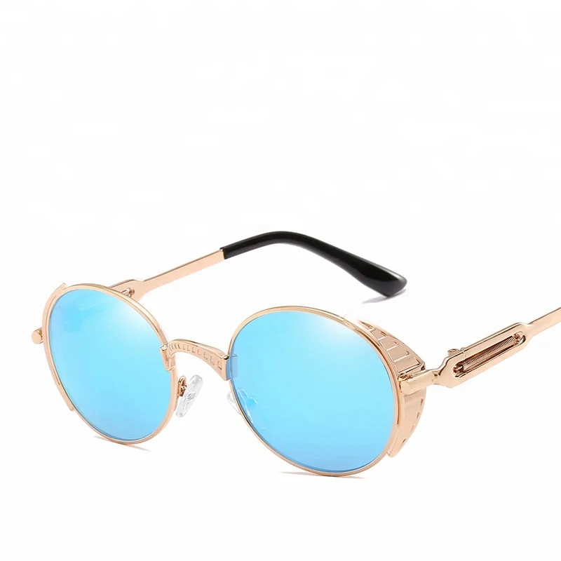 
Sinle vintage steampunk sunglasses prince mirror glasses gold metal googles for men spring hinge sunglasses 