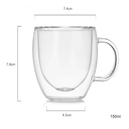 Hot sale thermo glass cups double wall drinking glass thermos cup transparent coffee mug