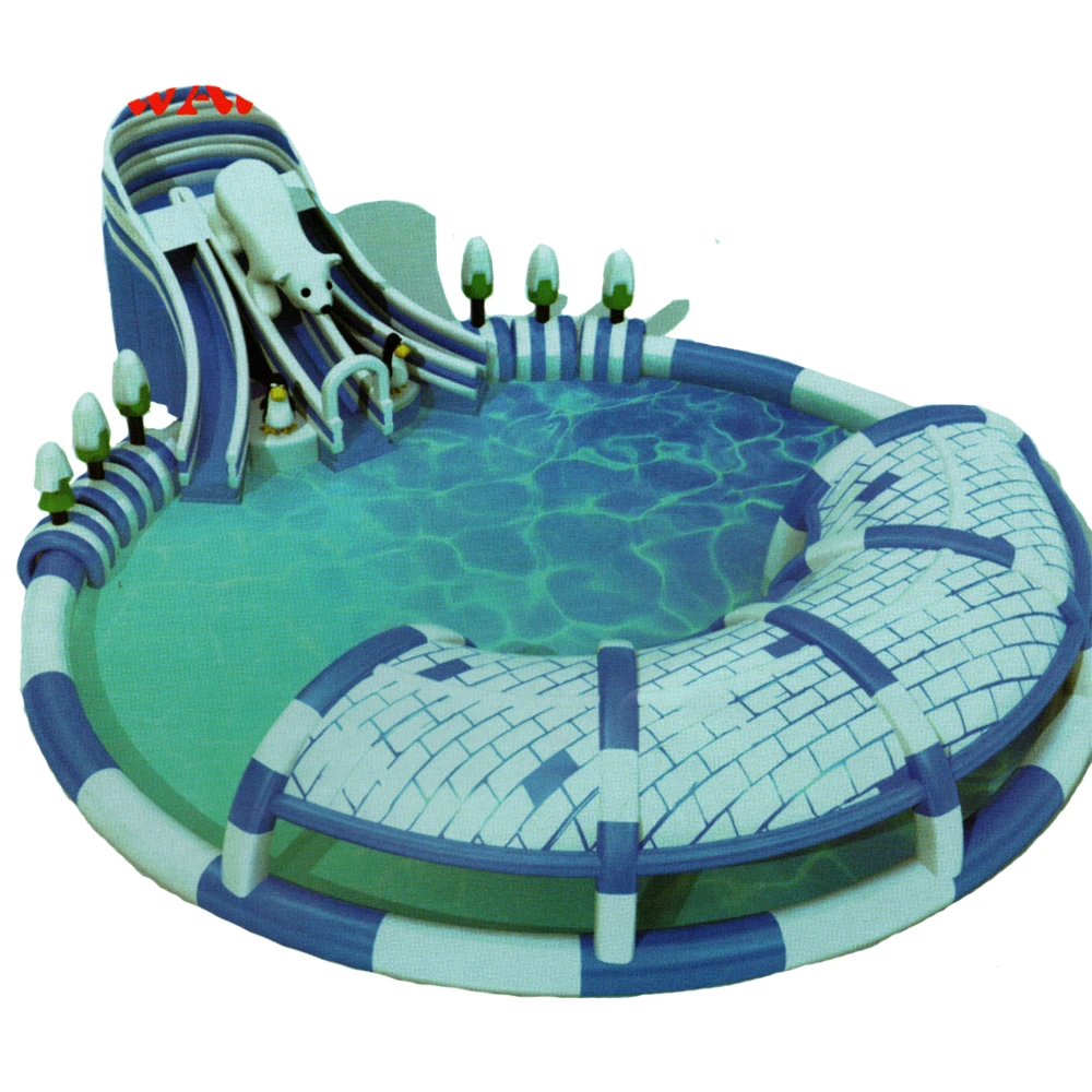 Parque acuatico inflable terrestre con parque movil de piscinas en venta tema del oso polar