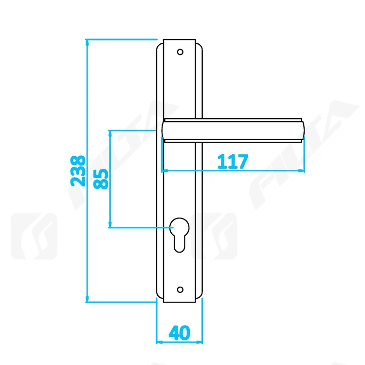 Black nickel gold plated door hardware accessories modern main wood door handle P028-H056