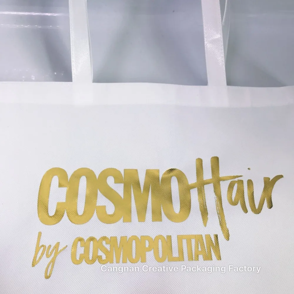 
Custom laminated gifts reusable foldable polyester shopping bag with metallic logo 