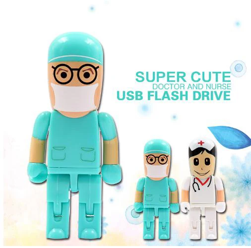 Hot Sale Doctor Style  USB Flash Drive 2.0 1GB 2GB 4GB Nurse Shape USB Memory Stick 3.0 Pen Drive  8GB 16gb 32gb 64gb