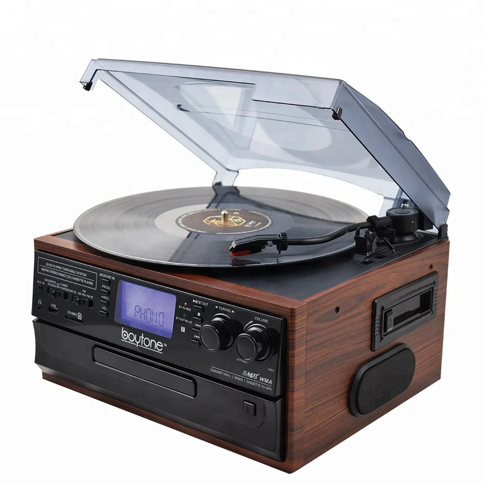 Desonic Record Player  USB SD encodingTurntable AM/FM Radio Cassette, CD Player, 2 built in speaker, Radio, Cassette