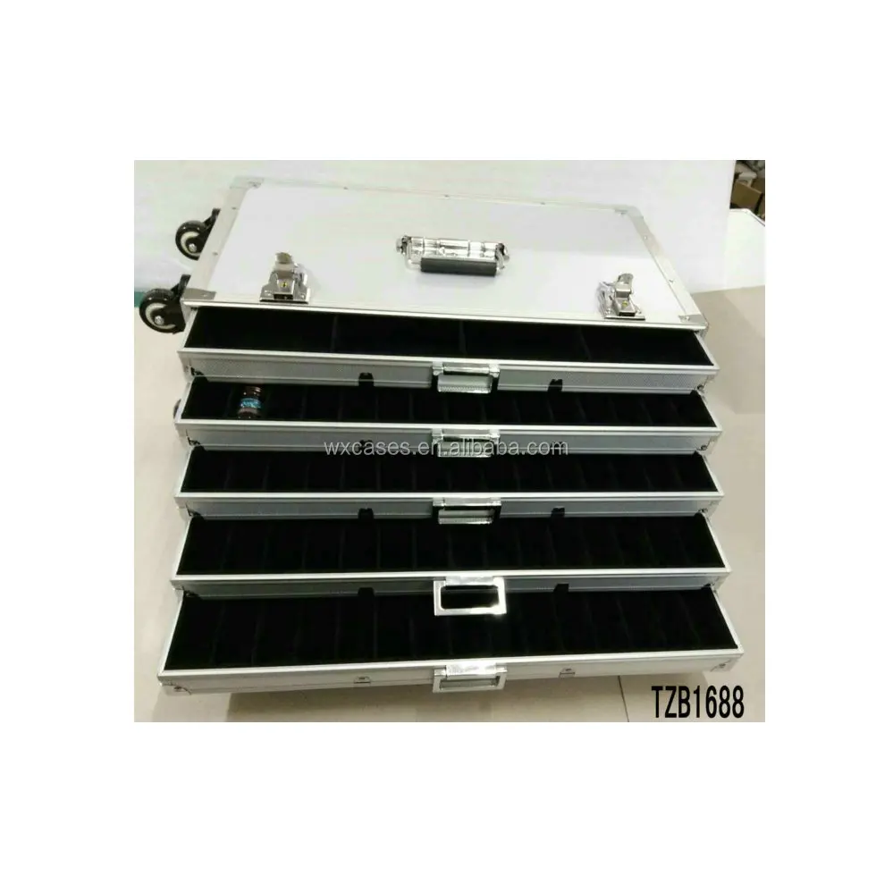 professional rolling makeup case with drawer,trolley jewelry box,cosmetic case with 5 drawers inside