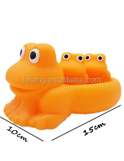 Good price good  mass lovely  soft environment pvc material orange frog kids set of bath toys