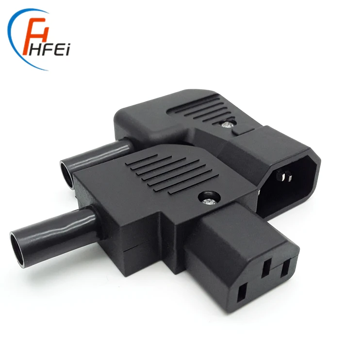 10A 250V CE marked 3 pin male female wire connector right angle 90 degrees c13 c14 angled connector