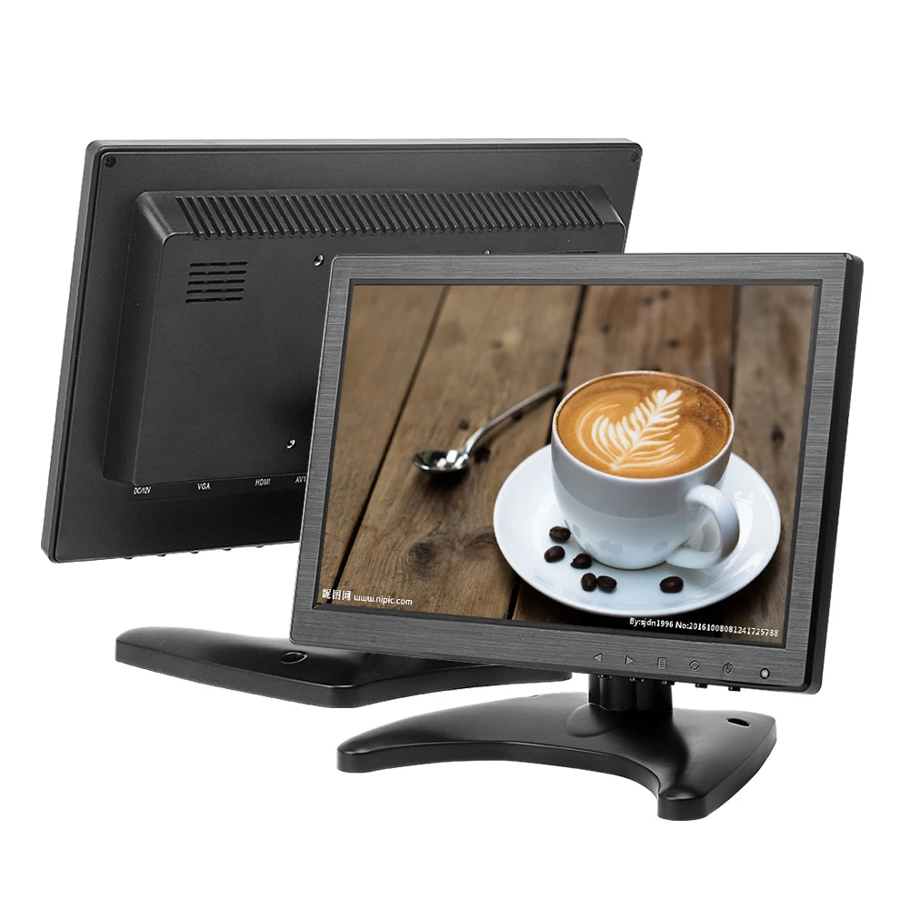 Монитор системы видеонаблюдения 1280x800, ЖК-дисплей TFT 10,1 дюйма с HD BNC VGA USB входом