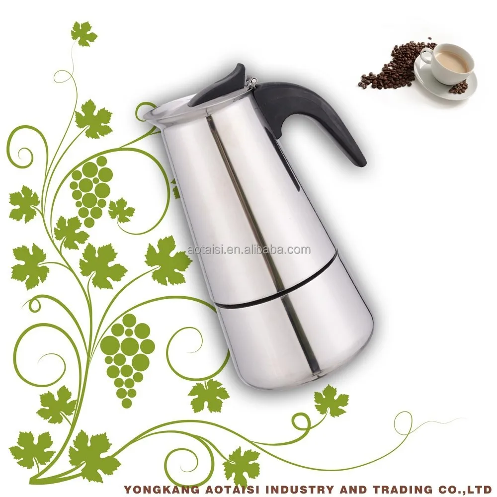 Stainless steel coffee maker ---Golden design (2-4-6-9-14 cups)