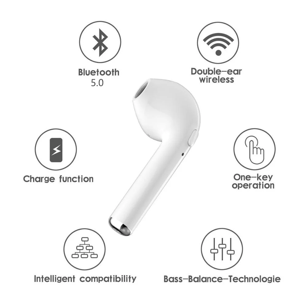 Новый трендовый товар на Alibaba бесплатный образец беспроводные Tws наушники I7s гарнитура с зарядным чехлом и ушным крючком