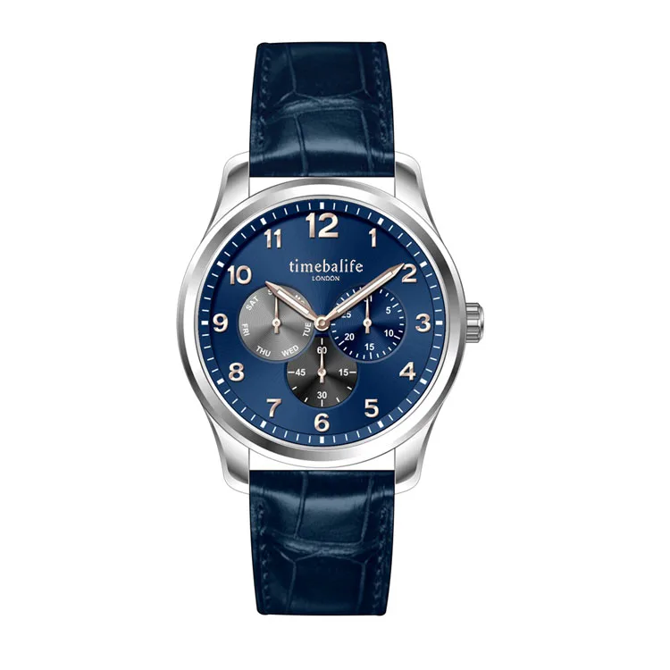 Mens Watches Chronograph Automatic Function crocodile leather straps Luxury Stainless Steel Watch