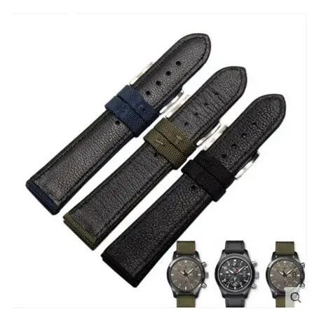 Waterproof Fabric Style Watch Strap Green Canvas leather Watchband
