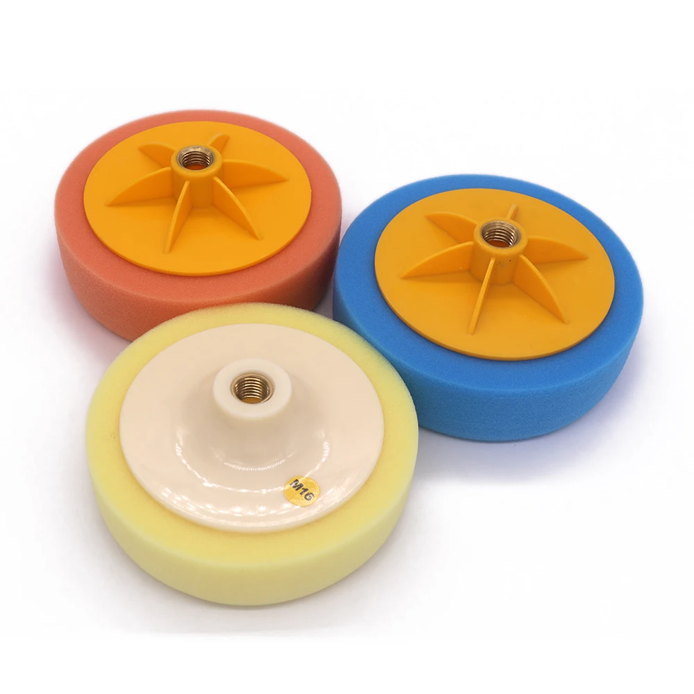 Soft Car Polishing Pads Compound Waxing Buffing Sponge Cutting Pad With Hook And Loop Backing Plates