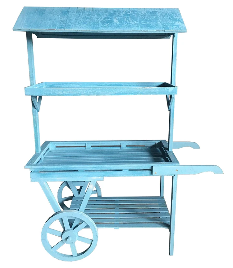 American country vintage solid wood trolley succulent flower rack wedding decoration