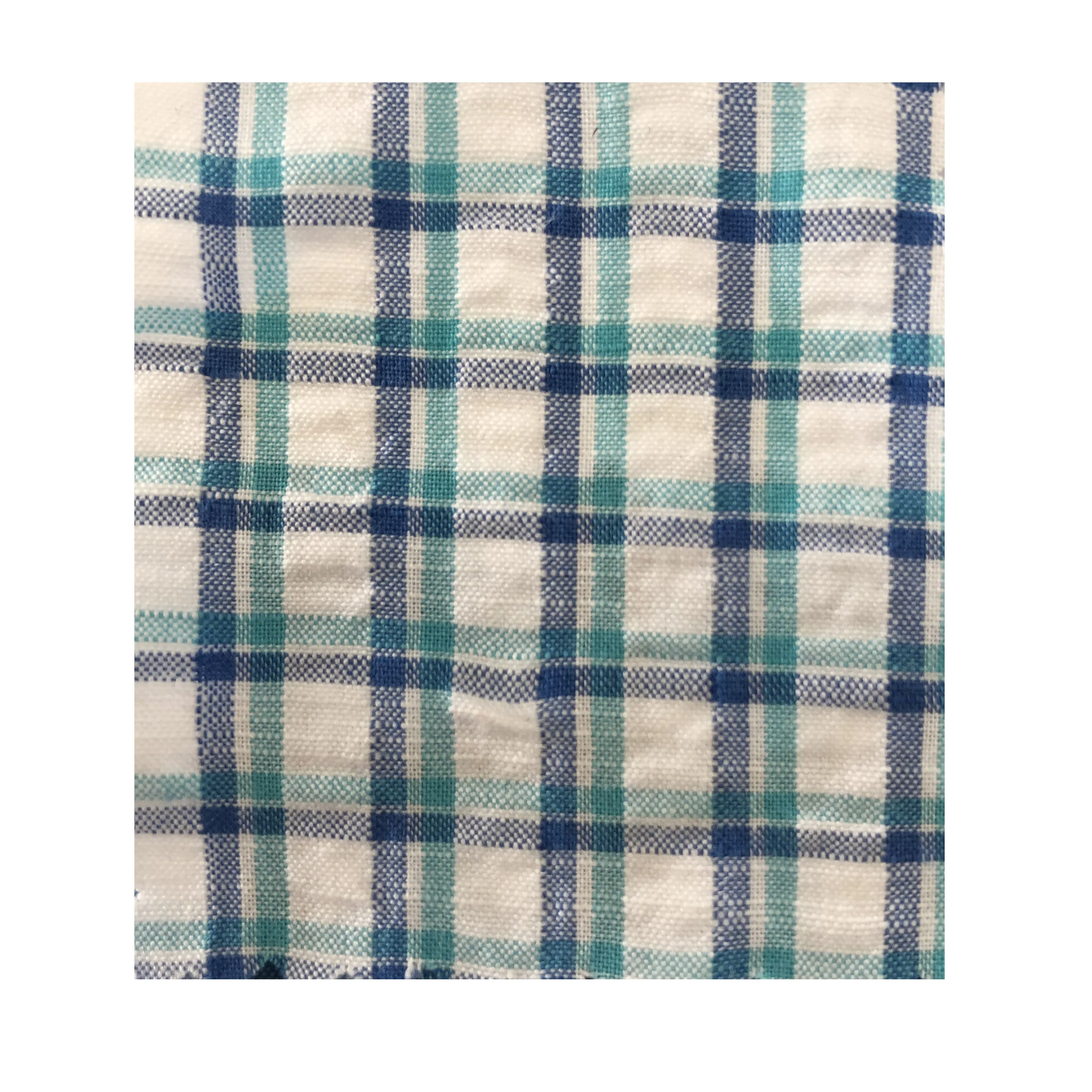 
cheap factory directly support fashion 100% cotton woven plaid check seersucker shirt cloth fabric 