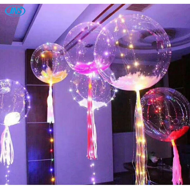 
High Quality 18 inch Lights String Bobo LED balloons Round Helium Balloons Outdoor Party Flashing For Festival 