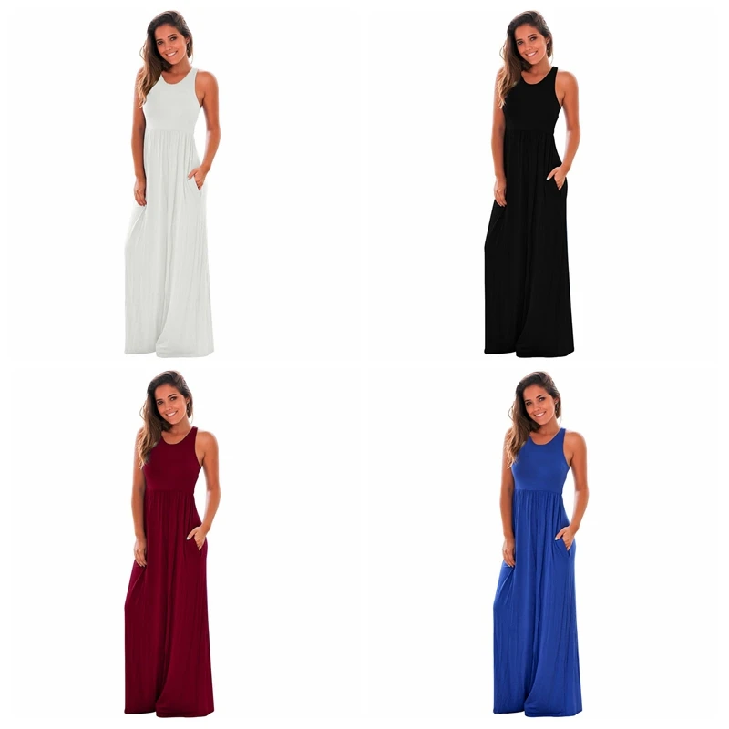 Woman Hot Design Vintage Summer Party Night Club White Maxi Long Dress with Pockets Sexy Girls Night Sissy Dress