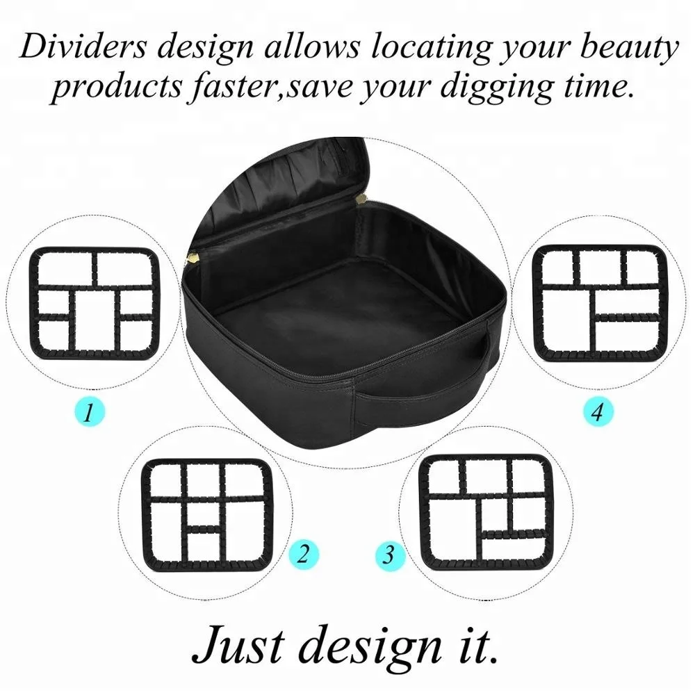 Lokass PU Leather Patent  Popular Black Makeup Bag Organizer Travel Pouch Cosmetic Bag Case For  Women For Girl