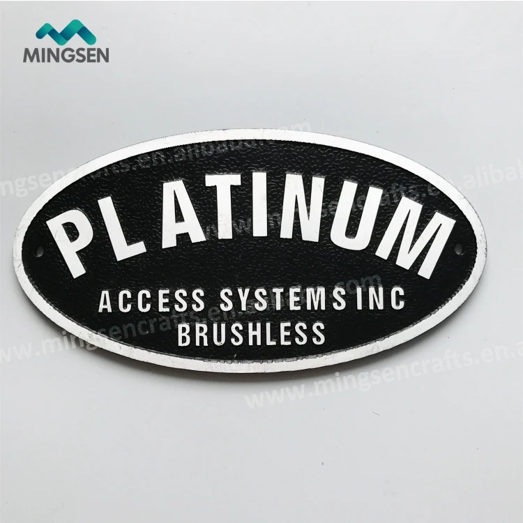 custom adhesive backing round shape raised logo tag metal