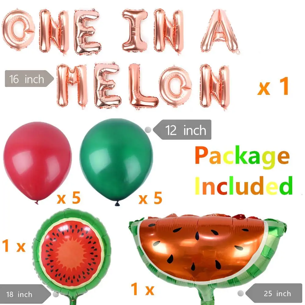 Set of 13 Rose God One in a Melon Balloons Watermelon Balloon One In A Melon Party Decoration Watermelon First Birthday Balloons