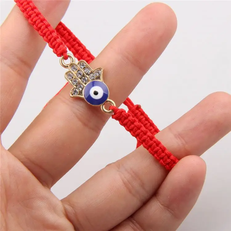 Good lucky gift red rope braided bracelet women hamsa hand eye charm string bracelets