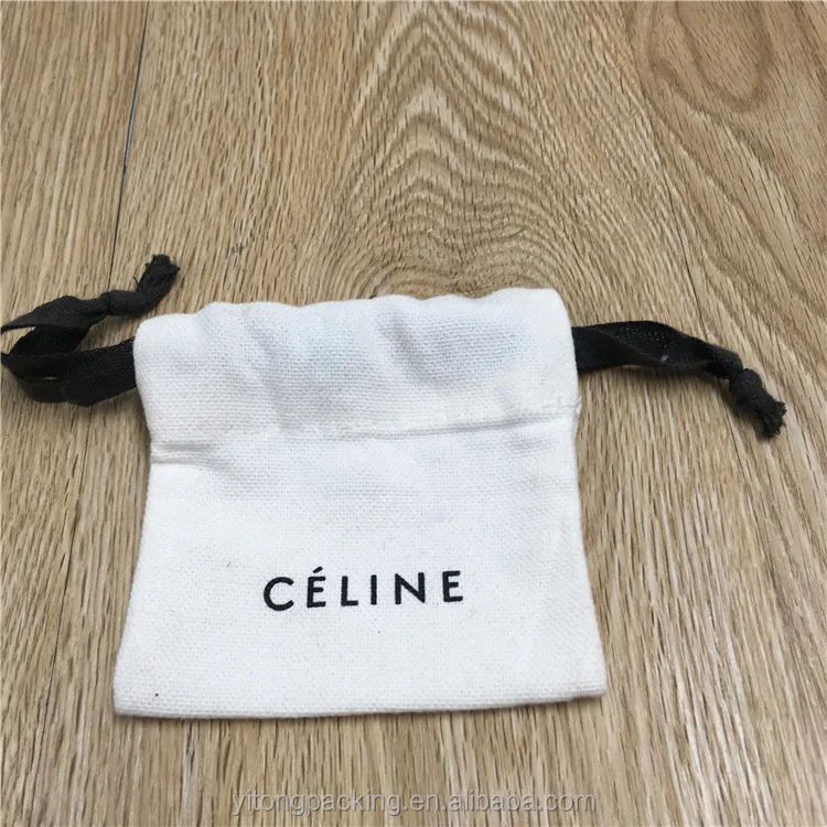 Custom White Small Jewelry Linen Pouch Bag With Printing