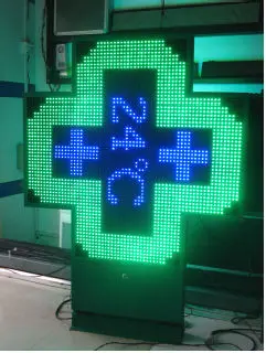  P16 мм 48*48 пикселей с двух сторон! Зеленый уличный светодиодный знак крест