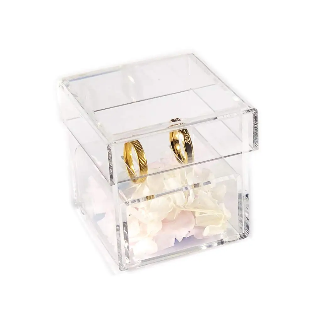 Wedding Gifts Without Flowers Clear Acrylic Clear Ring Holder Crystal Jewelry acrylic Ring Box