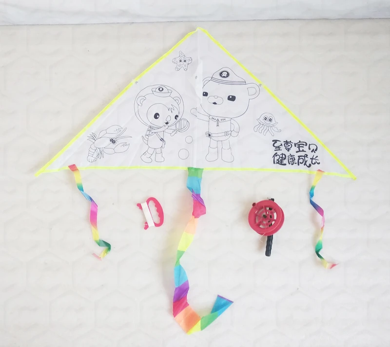 Malaysia market blank black cartoon printing flying kite can paint by children