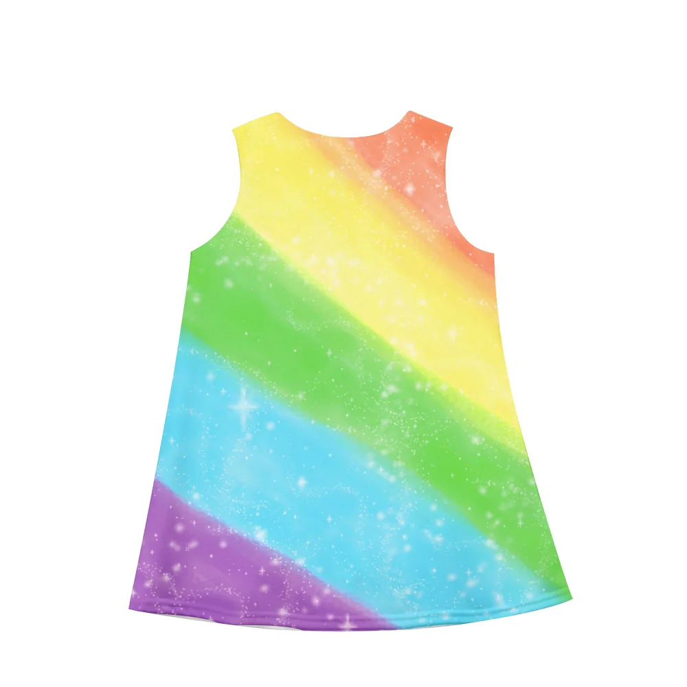 
2021 New Summer Cheap A-line Girls Sleeveless Kids Dress Wholesale Colorful Princess Dress 