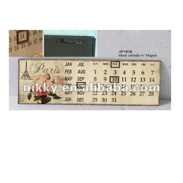 
Vintage royal pattern metal magnetic calendar 