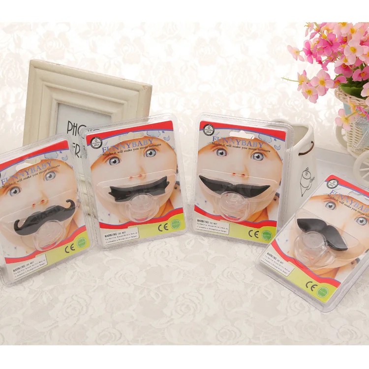 New style extremely funny moustache shaped baby pacifier environmental silicone pacifier cute baby pacifier clip