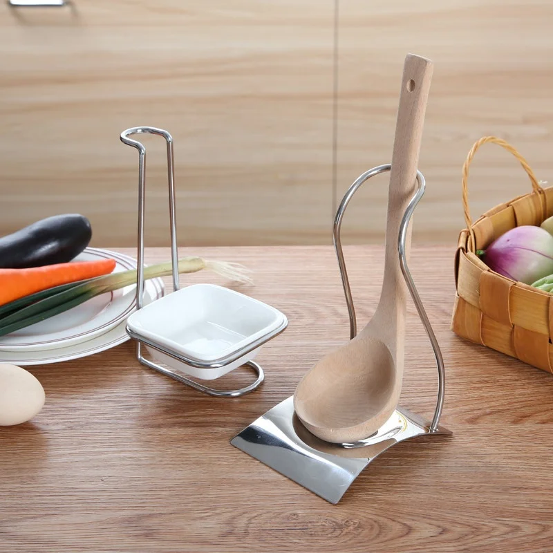 Stainless Steel Spoon Rest Soup Ladle Colander Holder Stand Rack for Kitchen Countertops Table