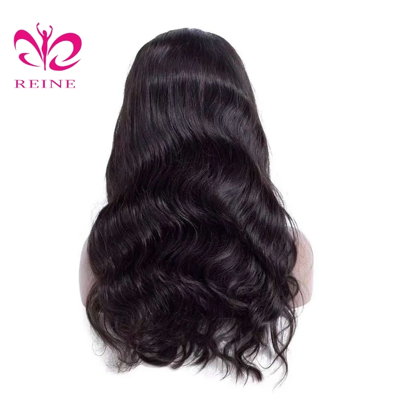 REINE double draw Human Hair Wig Real Virgin Brazilian Hair Long Inch 13*4 Transparent  Lace Frontal wigs With Natural Hair Line