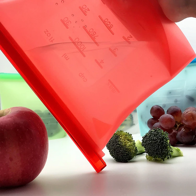 Reusable Vacuum Food Bag Silicone Food Storage Bag Fruits Vegetables Meat Preservation kits