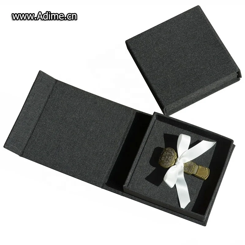 wedding linen cloth magnet USB flash drive gift box with ribbon