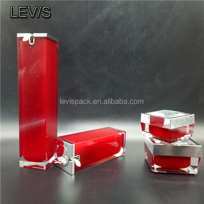 
High end market squareluxury cosmetic packaging set bottle and jars 