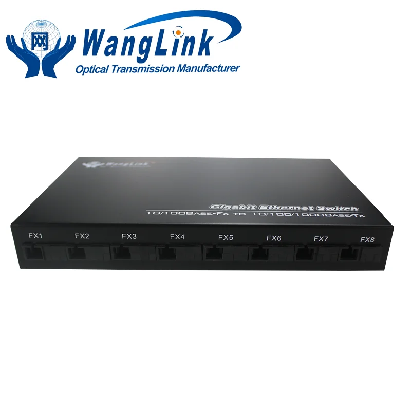 Производство OEM 8 волоконно-оптических портов media converter 1000 м 2 порт коммутатора ethernet конвертер