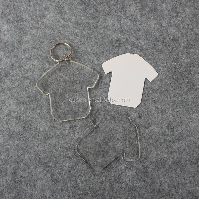 Clear plastic keyring t shirt design plastic acrylic keychain