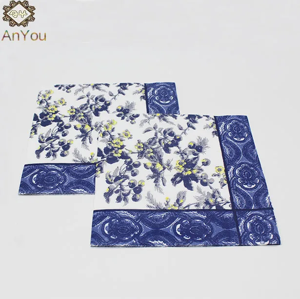 Wholesale vintage flower printed tissue paper napkin serviettes for dinner