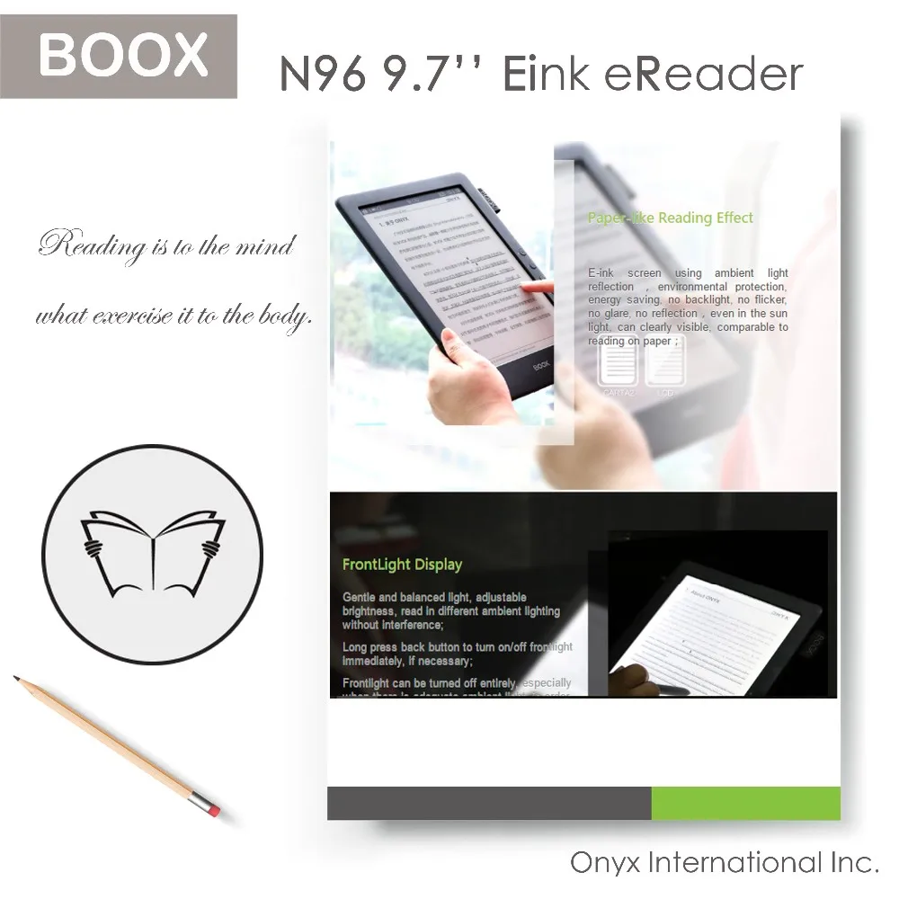 9.7 inch aluminum housing e ink carta Screen ebook reader with Library, Notes, Dictionary and Brower
