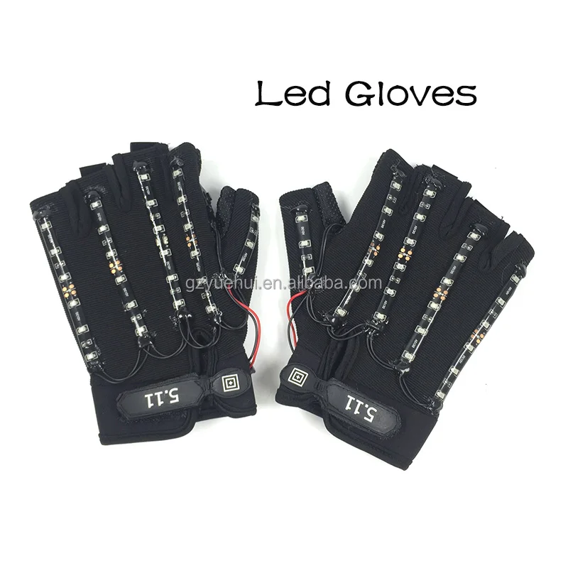 Newstyle 6 Color Party Diy Decorative Led Gloves Holiday Lights EL Fluorescent Halloween Gloves for Glow In Dark Party Supplies